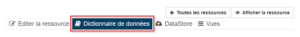 Onglet dictionnaire des données